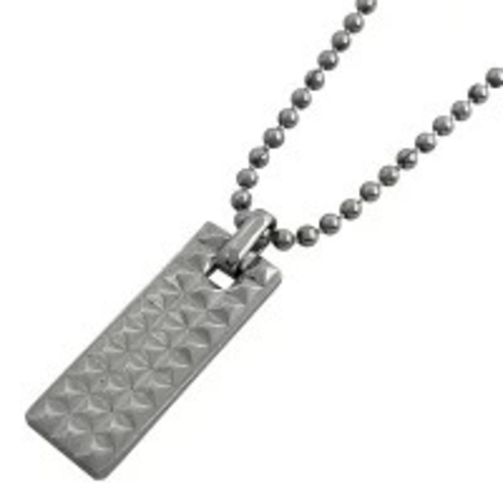 Tiffany Co Square Plate Necklace Studs Ball Chain Sterling Silver
